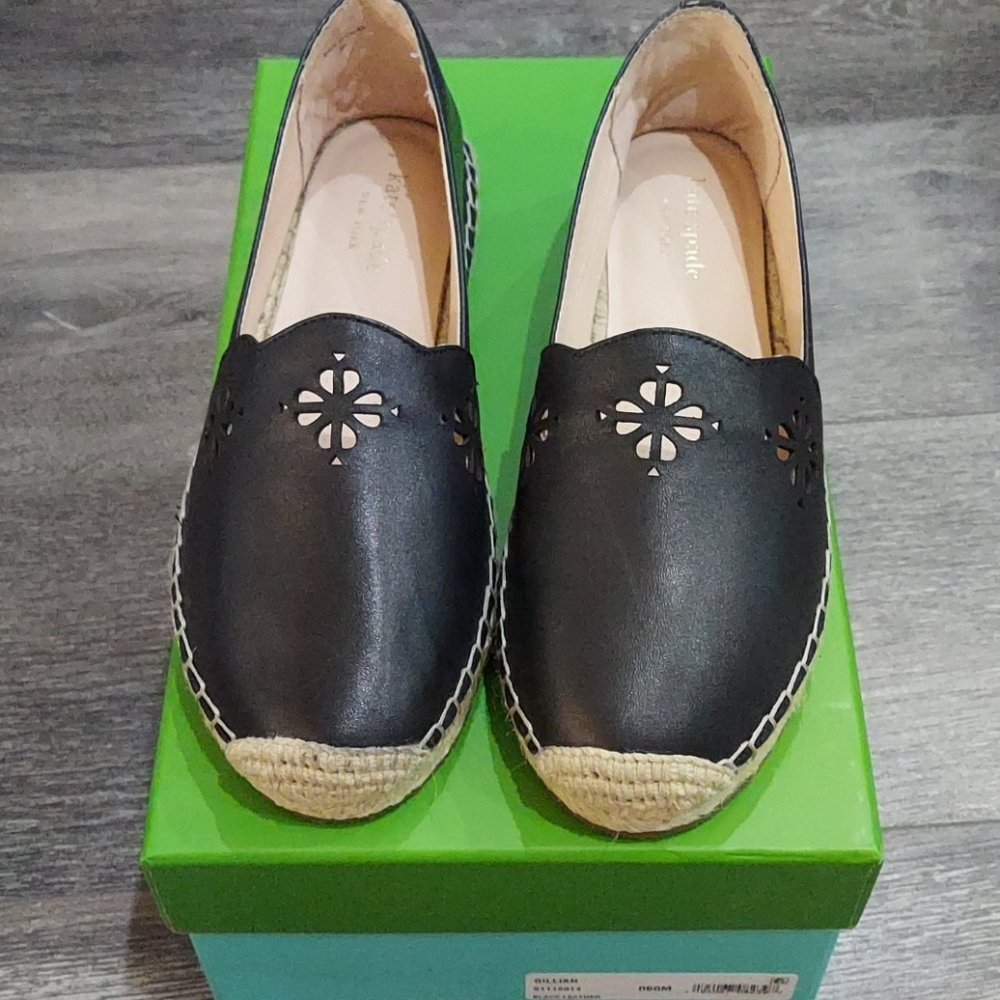 Kate spade black leather espadrilles nwb